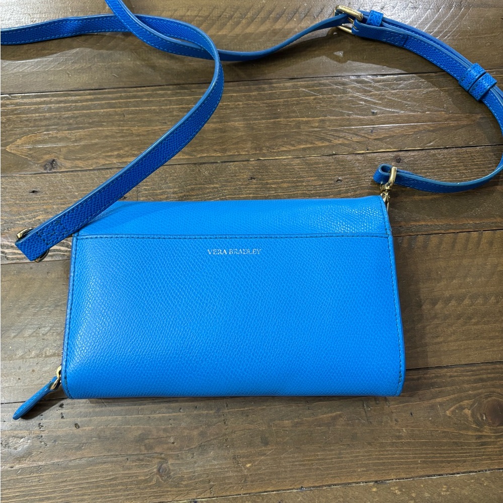 Vera Bradley Vibrant Blue Leather Crossbody Bag - Picture 2 of 11